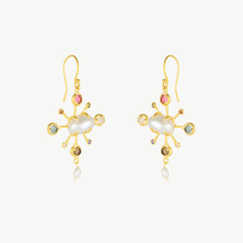 Celestial Kaleidoscope Baroque Pearl Gold Earrings, 7 of 12