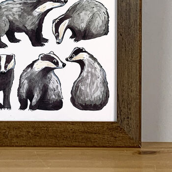 Badgers Watercolour Art Print, 3 of 8