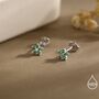 Emerald Green Forget Me Not Flower Cz Stud Earrings In Sterling Silver, thumbnail 5 of 12