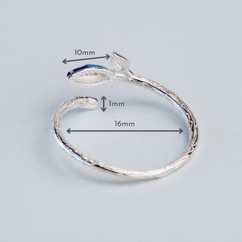 Sterling Silver Blue And Green Leaf Adjustable Ring, 2 of 4