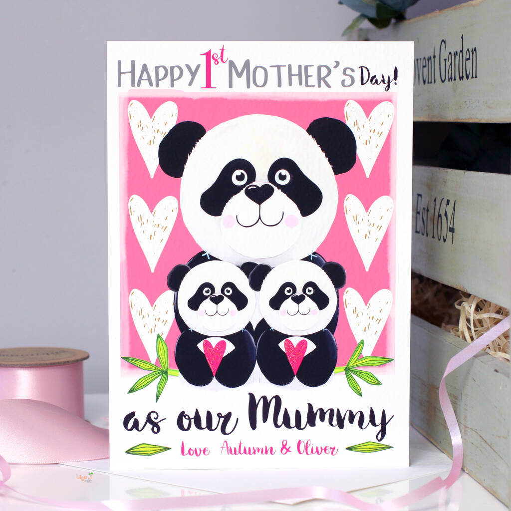 Panda Twins 1st Mother's Day Card As Mummy By Liza J design ...