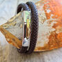 Mens Double Leather Bracelet With Gold And Silver Clasp, thumbnail 1 of 7