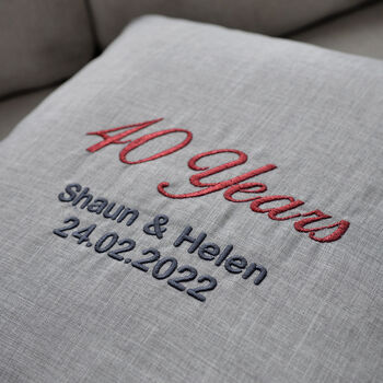 Personalised Ruby Anniversary Embroidered Cushion, 7 of 8