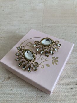 Pink Kundan Statement Lightweight Earrings, 2 of 5