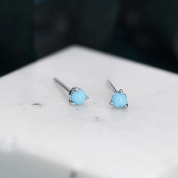 Genuine Turquoise Stone Stud Earrings Sterling Silver, 6 of 12
