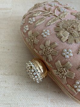 Pink Raw Silk Oval Clutch Bag, 10 of 10