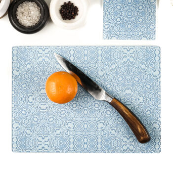 Blue Turkish Flower Worktop Protector Cutting Board, 7 of 12