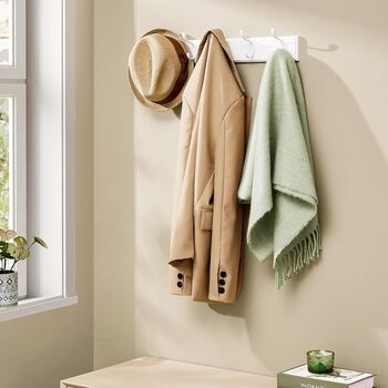 Wall Mounted Coat Rack With Double Metal Hooks, 2 of 10