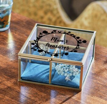 Personalised Velvet And Glass Jewellery Box, 2 of 4