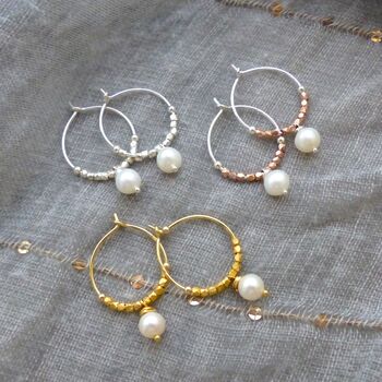 Freshwater Pearl And Fair Trade Nugget Hoops, 5 of 9