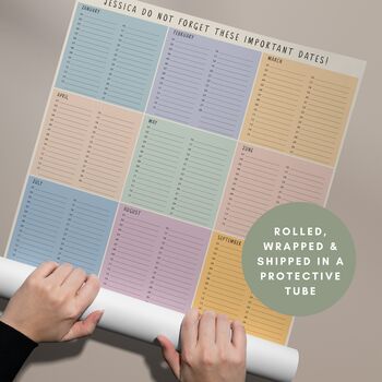 Personalised Events Calendar | Important Dates Wall Planner, 5 of 6