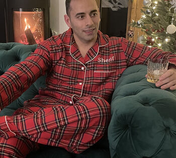 Men's Personalised Tartan Luxury Christmas Pyjama, 3 of 3