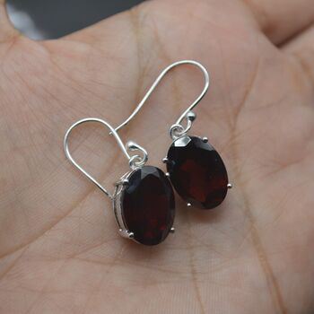 Garnet Earrings: Dangle Drop, Oval, January Birthstone, 4 of 11