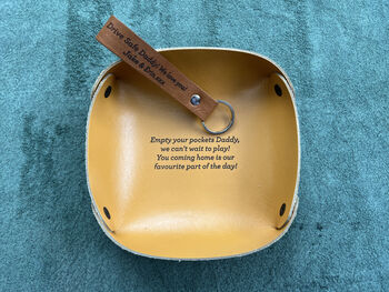 Personalised Genuine Leather Tray And Keyring, 2 of 10