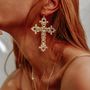 Gabrielle Vintage Baroque Cross Earrings, thumbnail 1 of 5