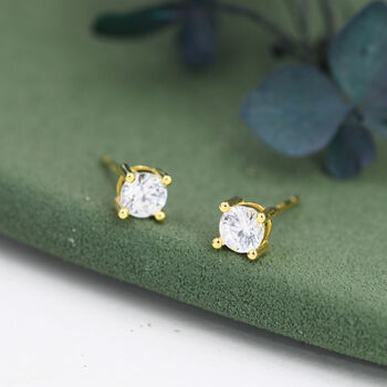 Sterling Silver Tiny Cz Stud Earrings, 4 of 12