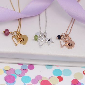 Personalised Childs Heart Necklace With Birthstones, 4 of 12