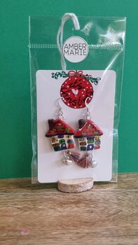 Gingerbread Colourful House Stand Up Earring Gift, 6 of 10