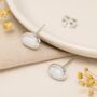 Sterling Silver White Opal Oval Stud Earrings, thumbnail 3 of 11
