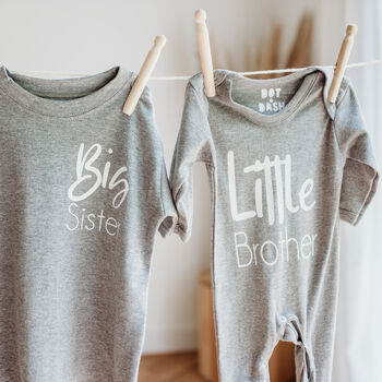 Sibling Big Sister, Little Brother Tops, Sleepsuits, 9 of 12