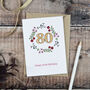 Floral 80th Birthday Wooden Illustrated Card, thumbnail 1 of 2
