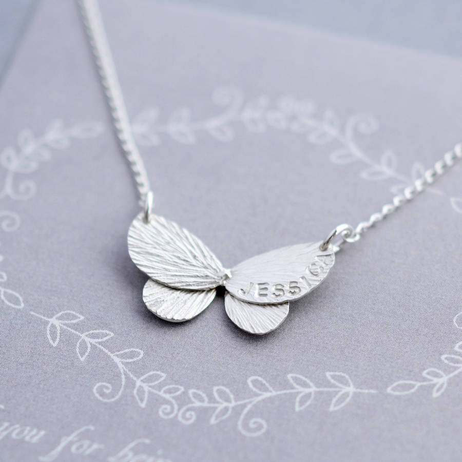 Butterfly Sterling Silver Name Necklace By Nina Louise 