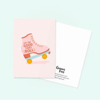 Let The Good Times Roll Rollerskate Greetings Card, 4 of 4