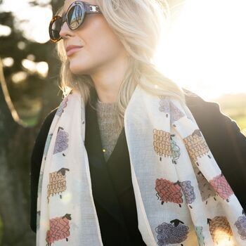 Colourful Sheep Print Scarf In Personalised Gift Box, 3 of 8