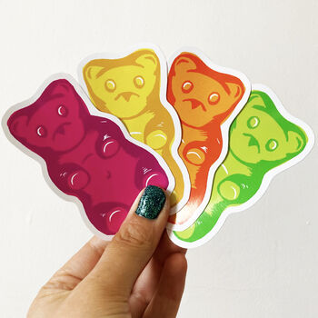 Four Gummy Bear Vinyl Sticker Decals, 4 of 6