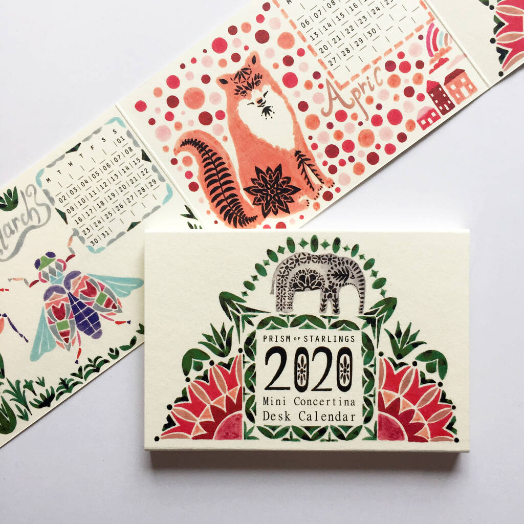 2020 Mini Concertina Desk Calendar By Prism Of Starlings