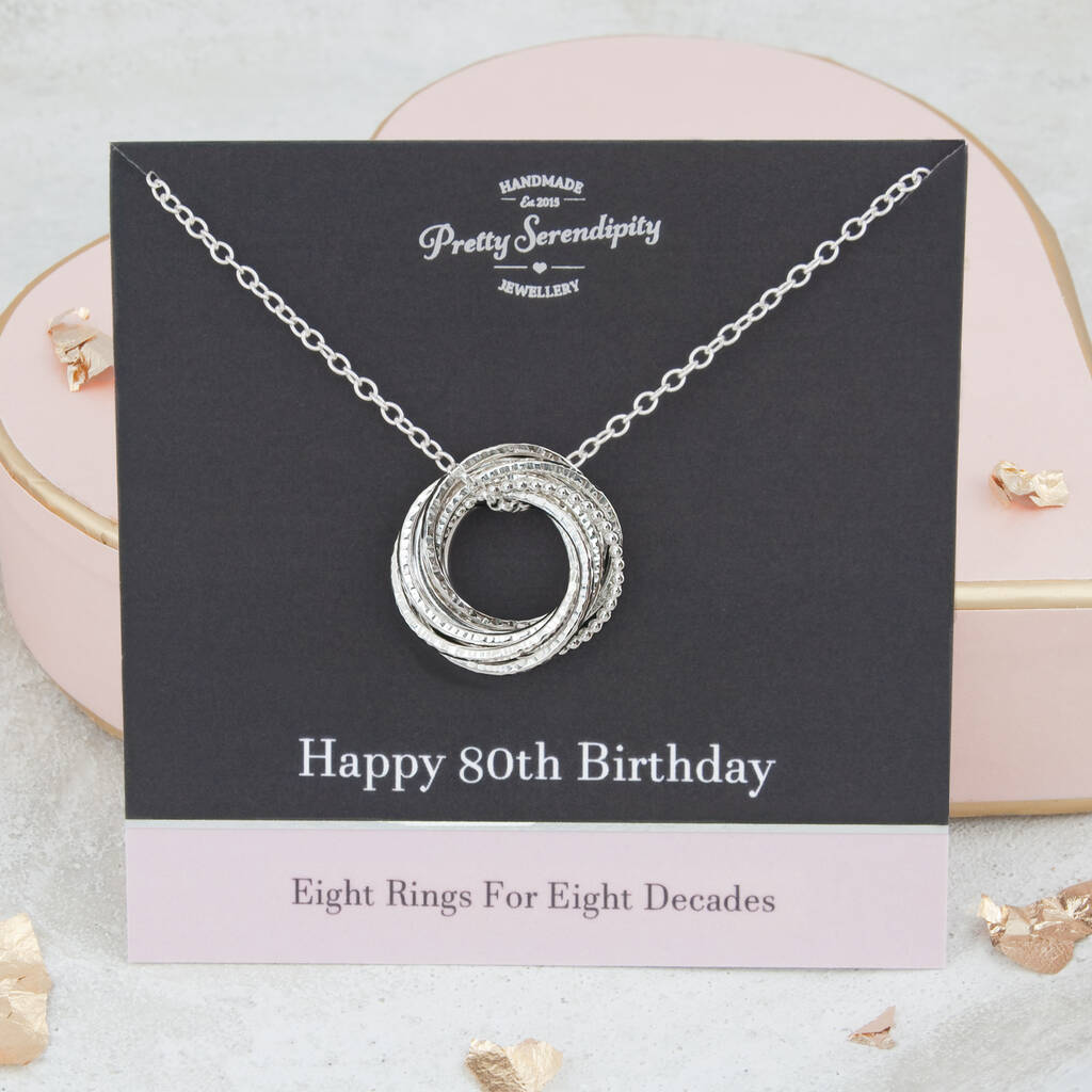80th Birthday Textured Silver Necklace, 1 of 8
