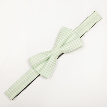 Mens Mint Green Gingham Bow Tie, 5 of 6