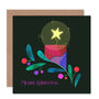 Star Candle Mistletoe Dark Graphic Christmas Card, thumbnail 1 of 4