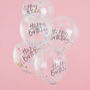 Happy Birthday Confetti Filled Balloons Five Pack, thumbnail 1 of 2