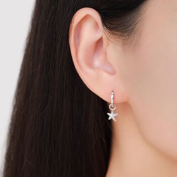 Sterling Silver Crab And Starfish Huggie Hoops, 7 of 12
