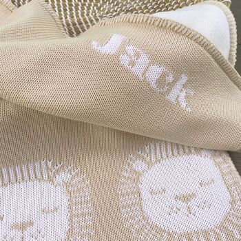 Personalised Knitted Lion Blanket, 2 of 10