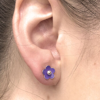 Daisy Flower Purple Earring Studs In Tin, 3 of 3