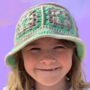 Granny Square Crocheted Summer Bucket Hat, thumbnail 1 of 3