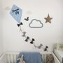 Dream Big Nursery Decor Wall Hanging, Baby Blue, Grey And White Fabric Kite, thumbnail 1 of 9