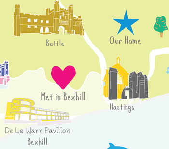Personalised East Sussex Map: Add Favourite Places, 3 of 5