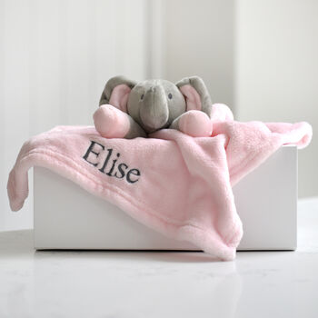 Personalised Pink Elephant Baby Comforter, 4 of 8