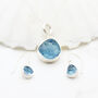 Aquamarine Round Gemstone Pendant And Earring Set, thumbnail 1 of 5