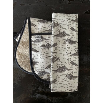 Ride The Wave Cotton Linen Double Oven Gloves, 2 of 3