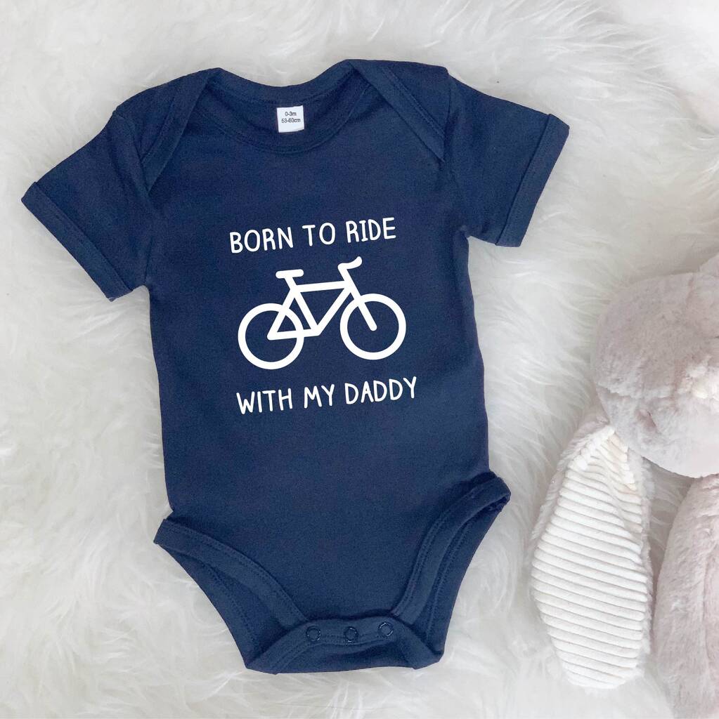 Born To Ride With Daddy Cycling Babygrow, 1 of 11