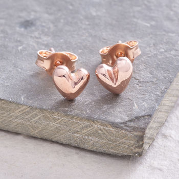 Sweetheart Solid Silver Or Gold Stud Earrings, 6 of 7