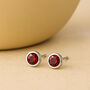 Sterling Silver July Ruby Birthstone Stud Earrings, thumbnail 2 of 4