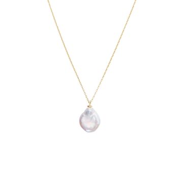 Baroque Flat Pearl Pendant Necklace Sterling Silver, 11 of 12