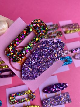 Pack Of Two Glitter Resin Hair Clips, 5 of 5