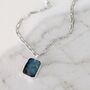 The Rectangle Labradorite Necklace, Silver, thumbnail 8 of 11