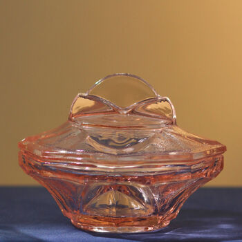Vintage Mid Century Glass Trinket Pot Pink, 2 of 3